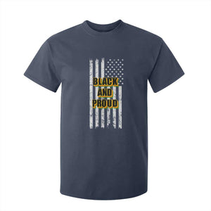 African American T Shirt For Kid Black And Proud US Flag BHM
