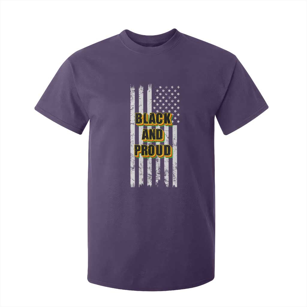 African American T Shirt For Kid Black And Proud US Flag BHM