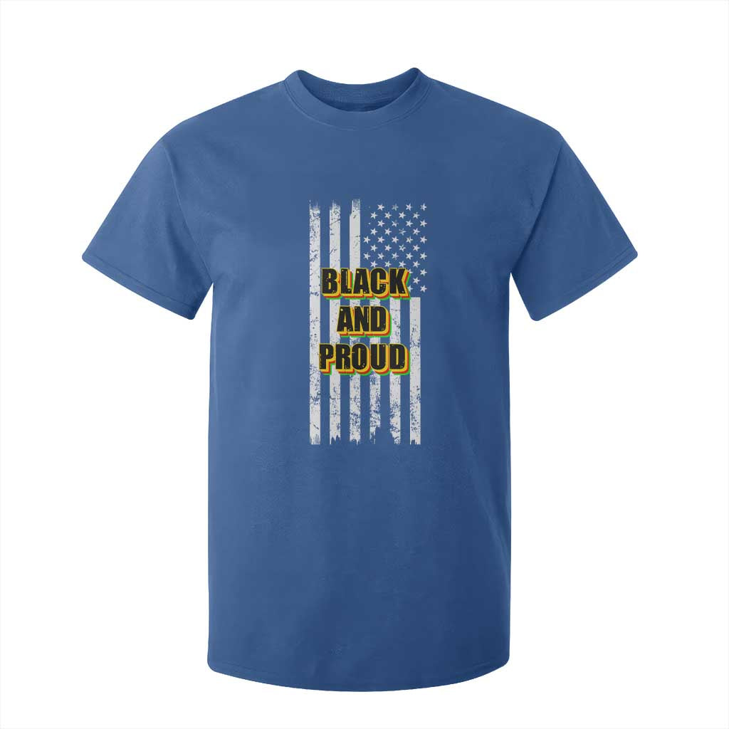 African American T Shirt For Kid Black And Proud US Flag BHM