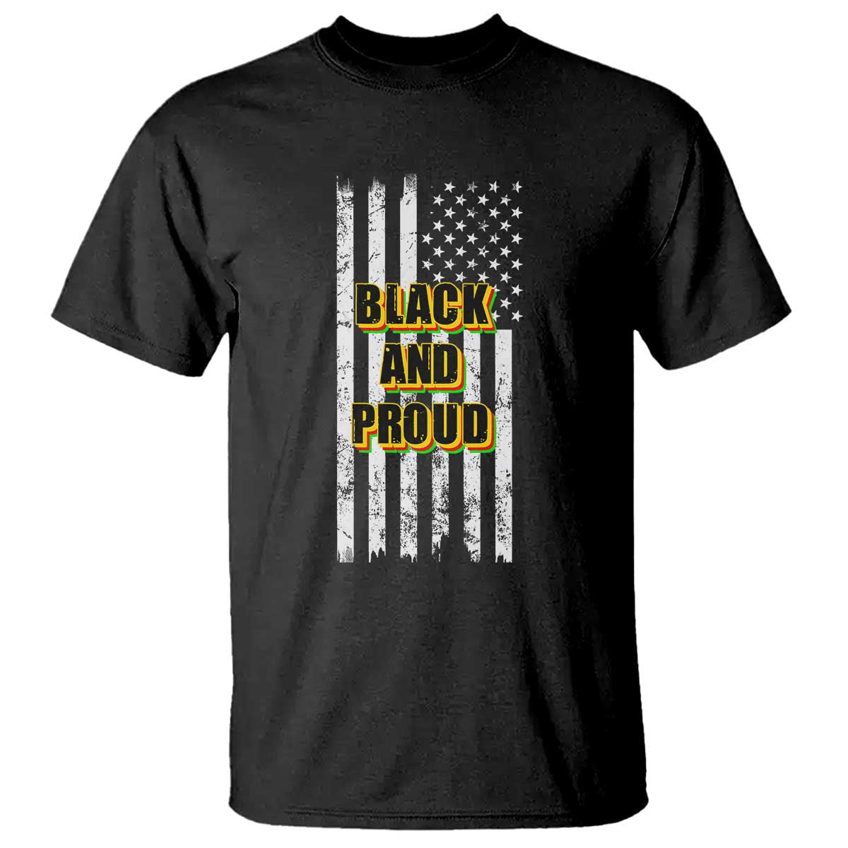 African American T Shirt Black And Proud US Flag BHM