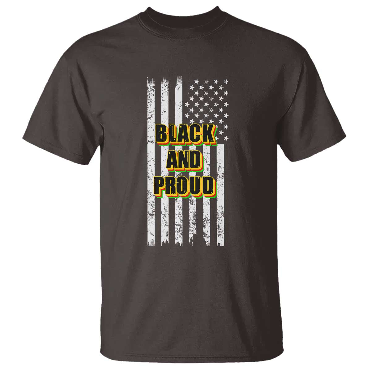 African American T Shirt Black And Proud US Flag BHM