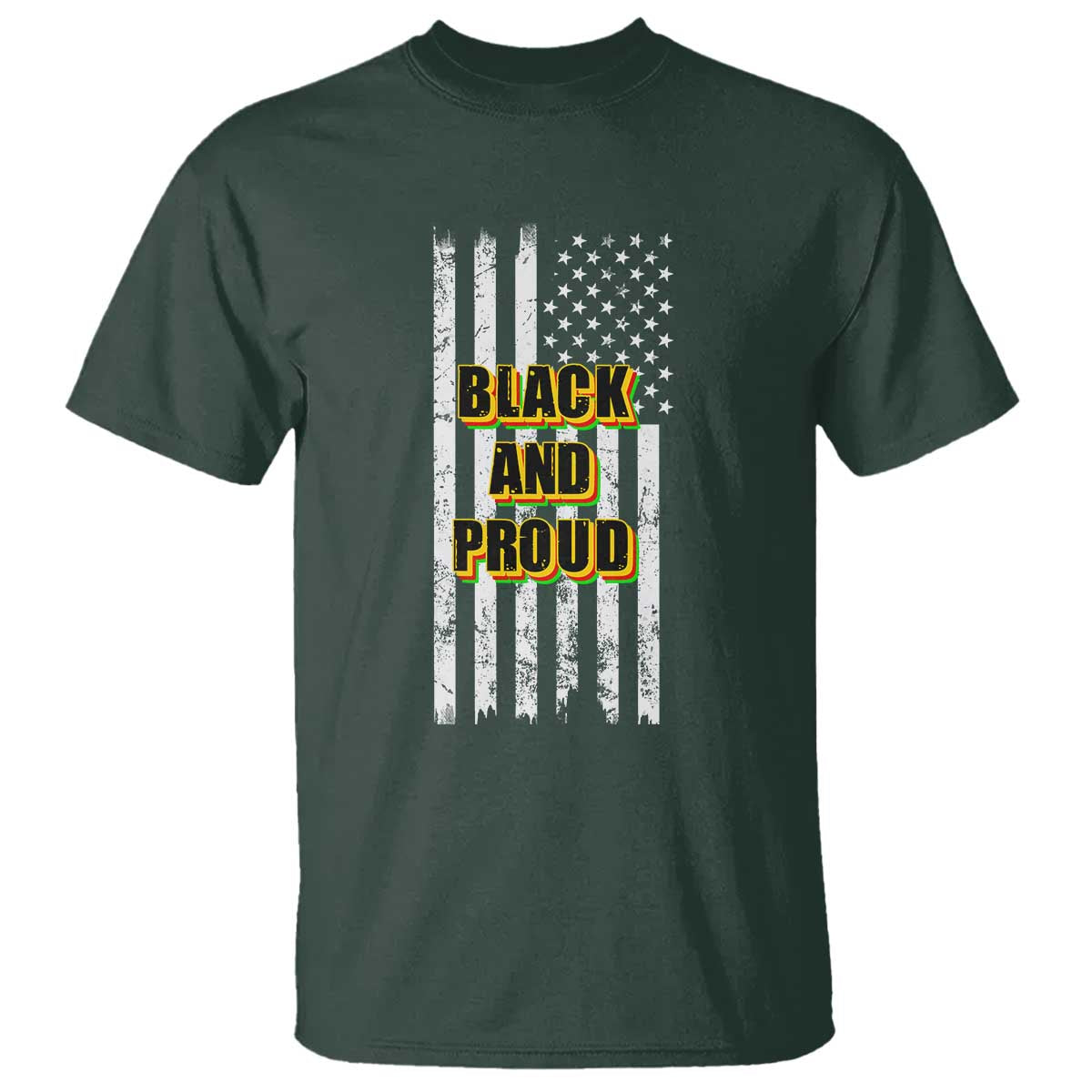 African American T Shirt Black And Proud US Flag BHM