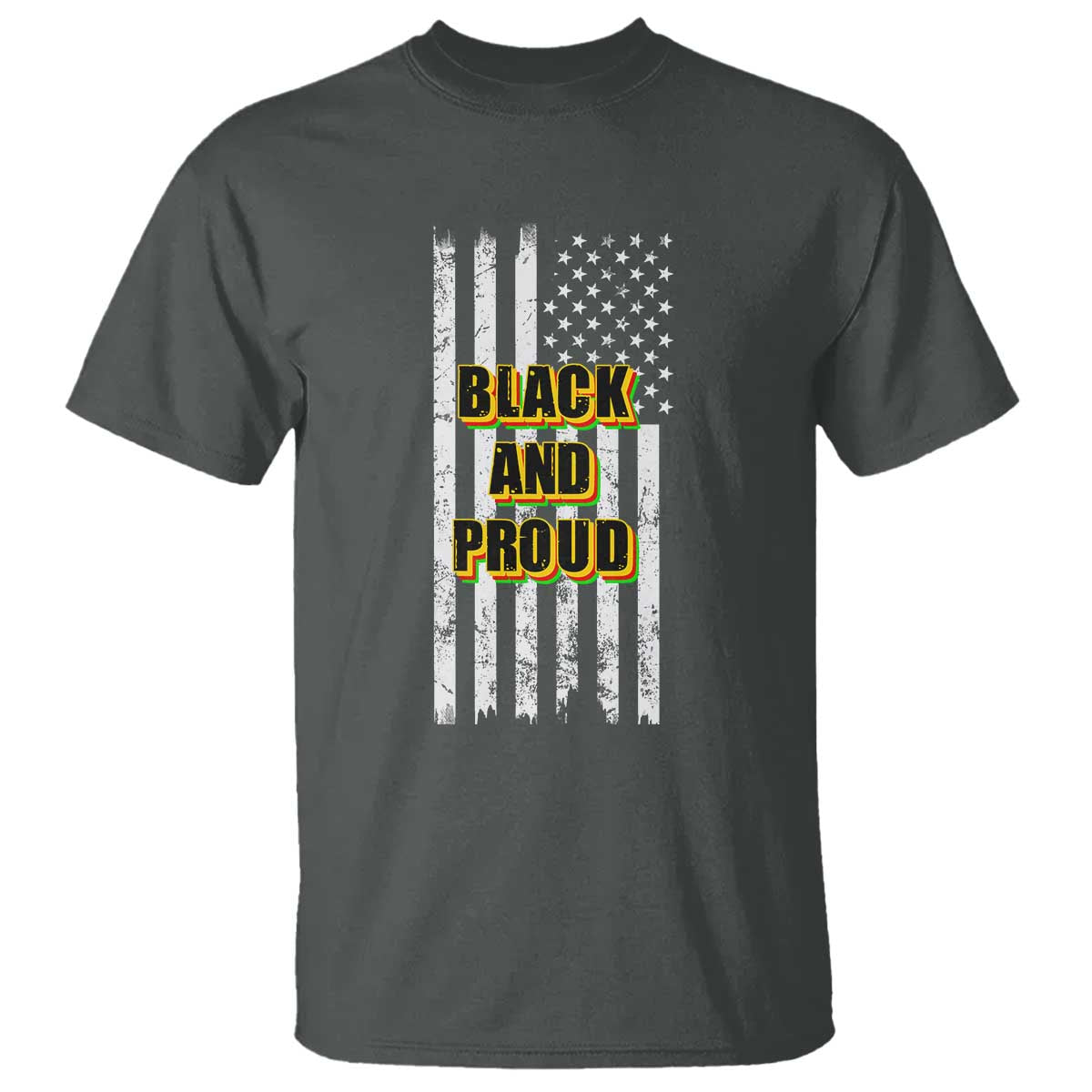 African American T Shirt Black And Proud US Flag BHM