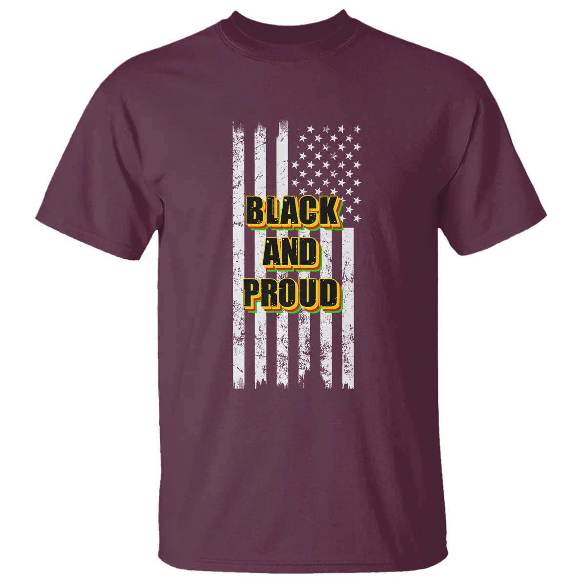 African American T Shirt Black And Proud US Flag BHM