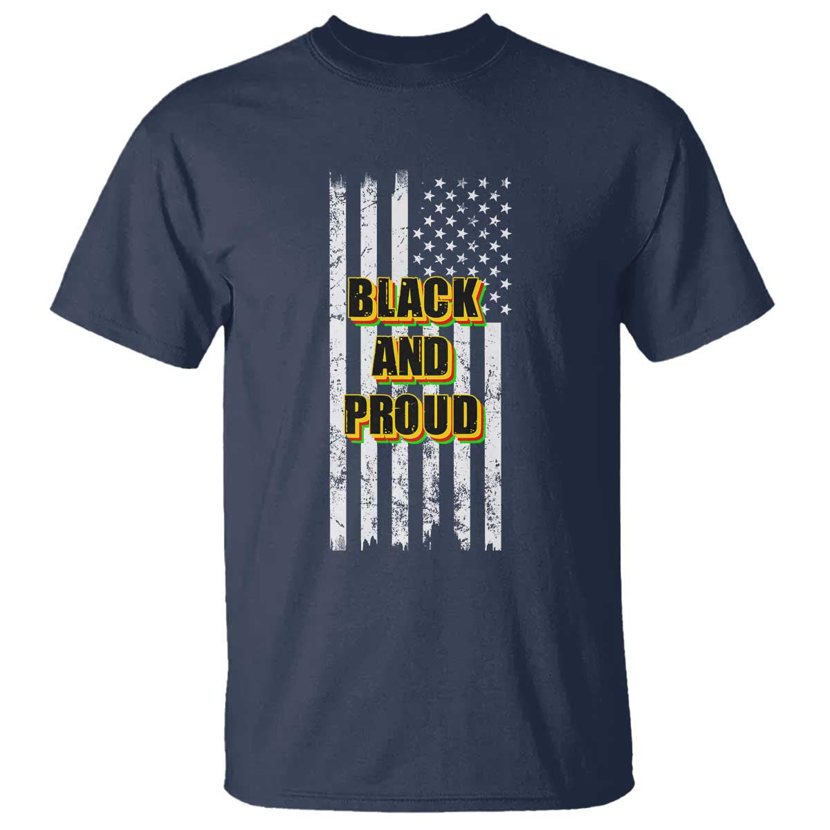 African American T Shirt Black And Proud US Flag BHM