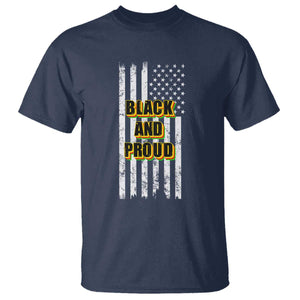 African American T Shirt Black And Proud US Flag BHM