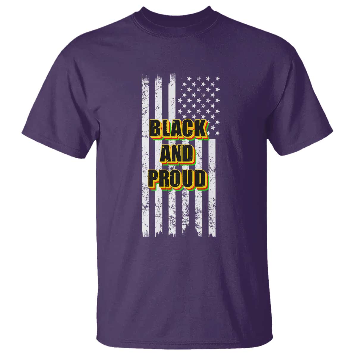 African American T Shirt Black And Proud US Flag BHM