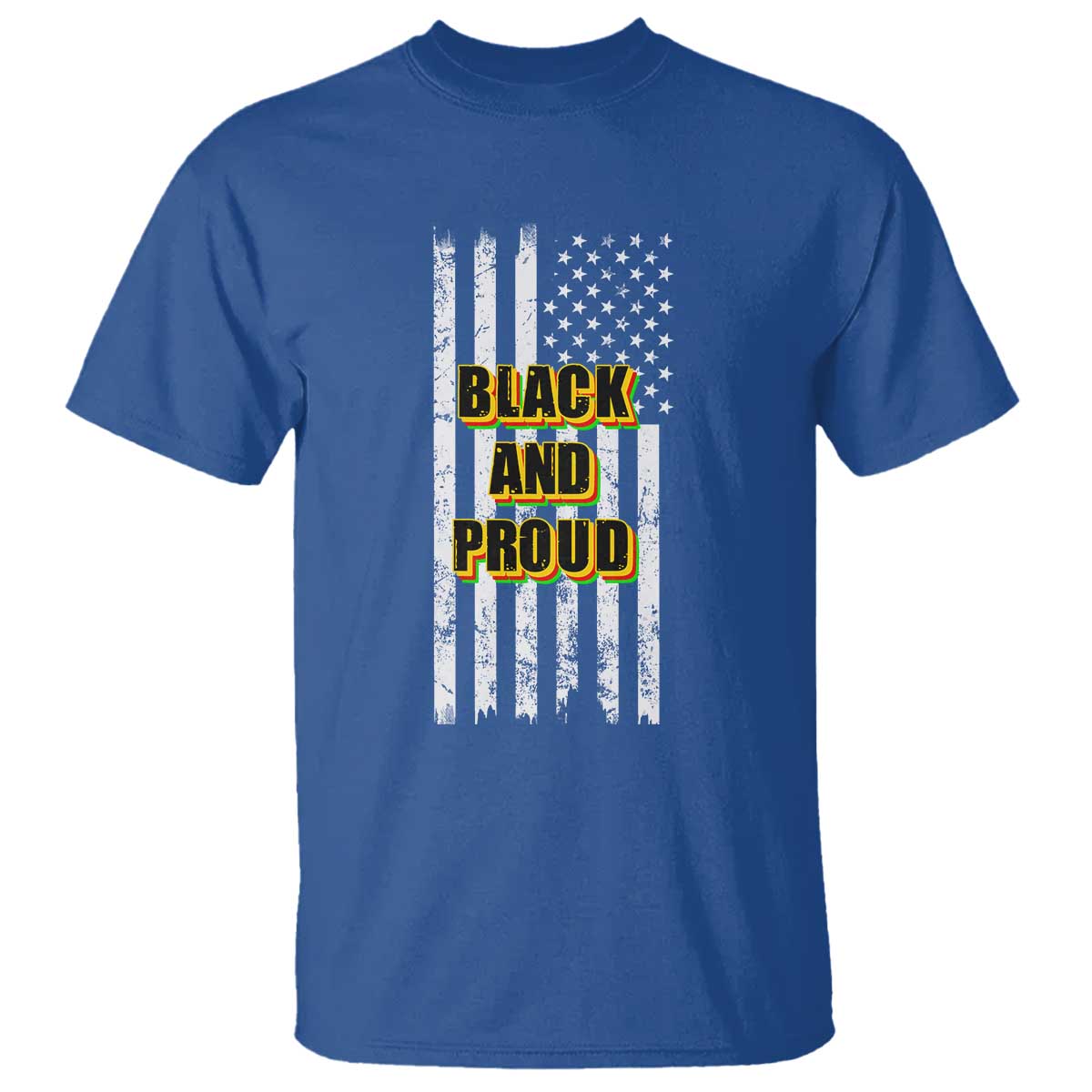 African American T Shirt Black And Proud US Flag BHM