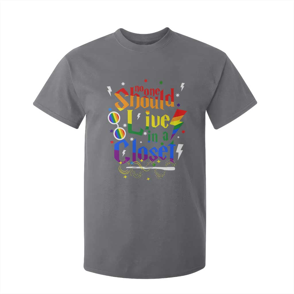 No One Should Live in a Closet T Shirt For Kid LGBTQ+ Pride Empowerment Ally