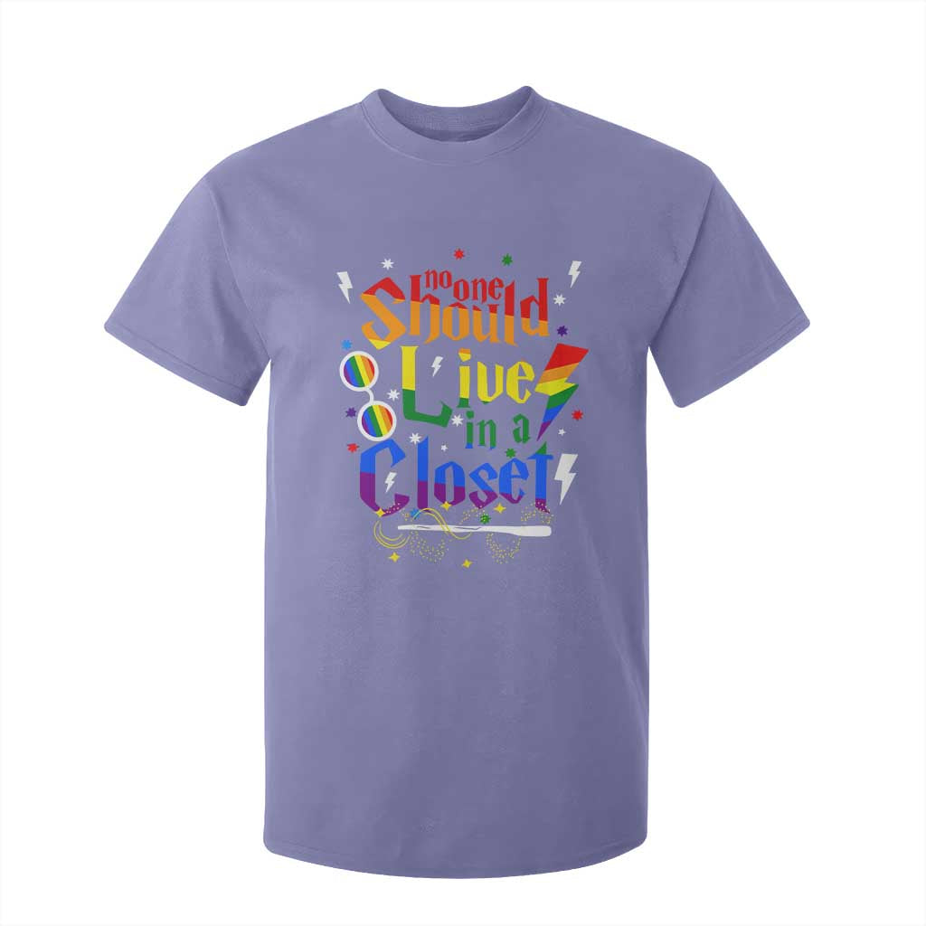 No One Should Live in a Closet T Shirt For Kid LGBTQ+ Pride Empowerment Ally