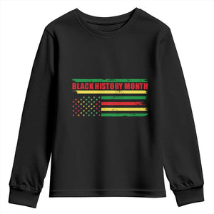 Black History Month Youth Long Sleeve Shirt African American Pride US Flag
