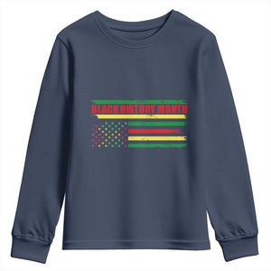 Black History Month Youth Long Sleeve Shirt African American Pride US Flag