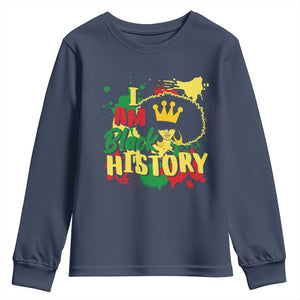 I Am Black History Youth Long Sleeve Shirt Afro Queen African American Pride
