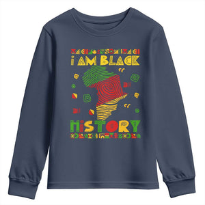 I Am Black History Youth Long Sleeve Shirt African American Pride Kente