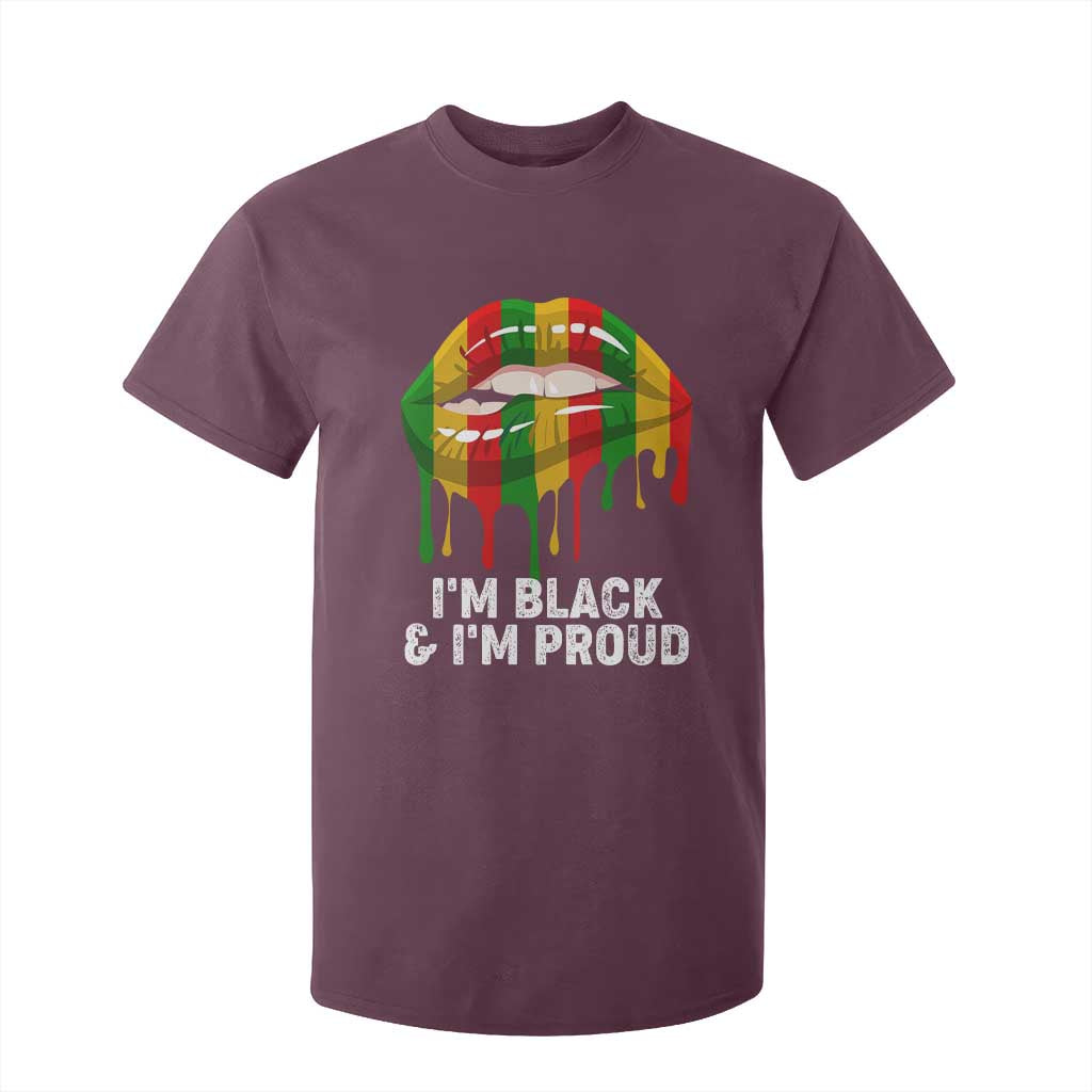 Black Girls T Shirt For Kid I'm Black And I'm Proud Woman Lips Dripping