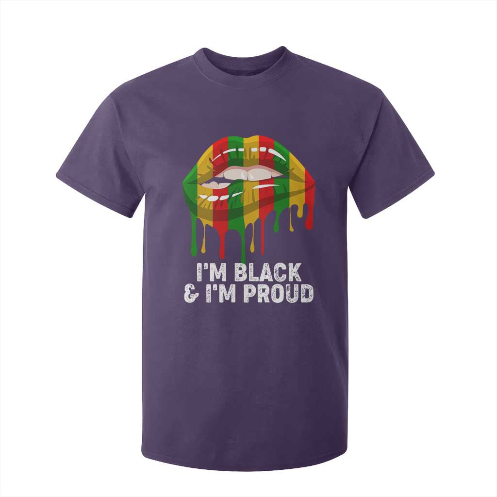 Black Girls T Shirt For Kid I'm Black And I'm Proud Woman Lips Dripping