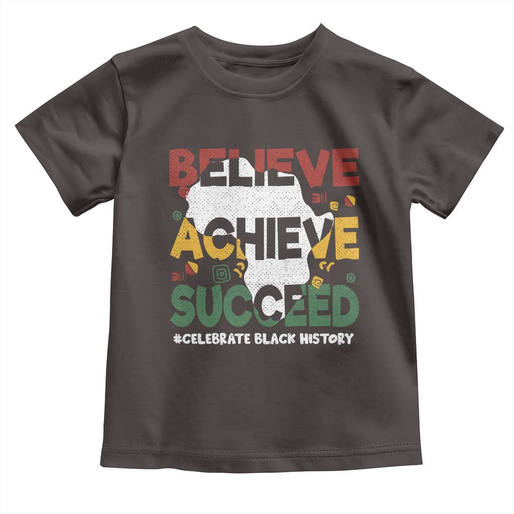 Celebrate Black History Month Baby Shirt Believe Achieve Succeed Black and Proud BHM