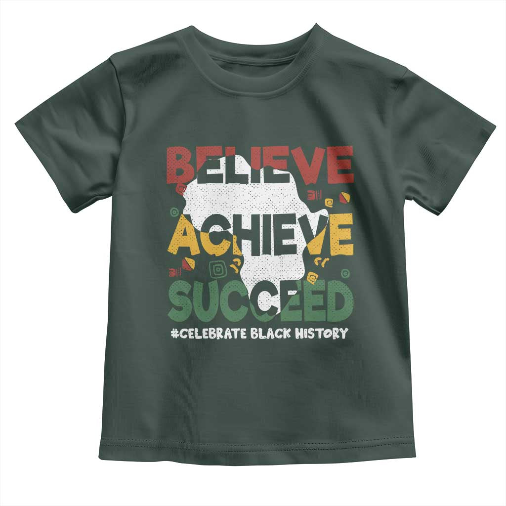 Celebrate Black History Month Baby Shirt Believe Achieve Succeed Black and Proud BHM