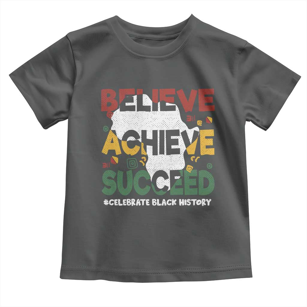 Celebrate Black History Month Baby Shirt Believe Achieve Succeed Black and Proud BHM