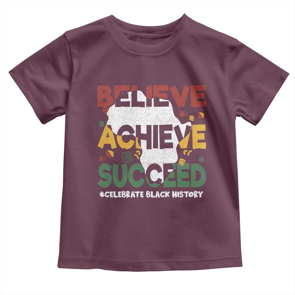 Celebrate Black History Month Baby Shirt Believe Achieve Succeed Black and Proud BHM