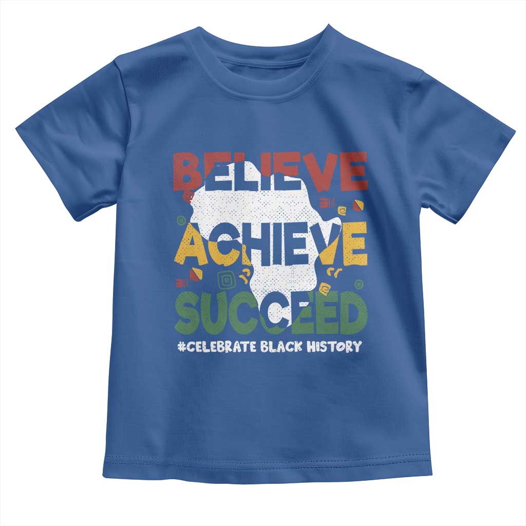 Celebrate Black History Month Baby Shirt Believe Achieve Succeed Black and Proud BHM