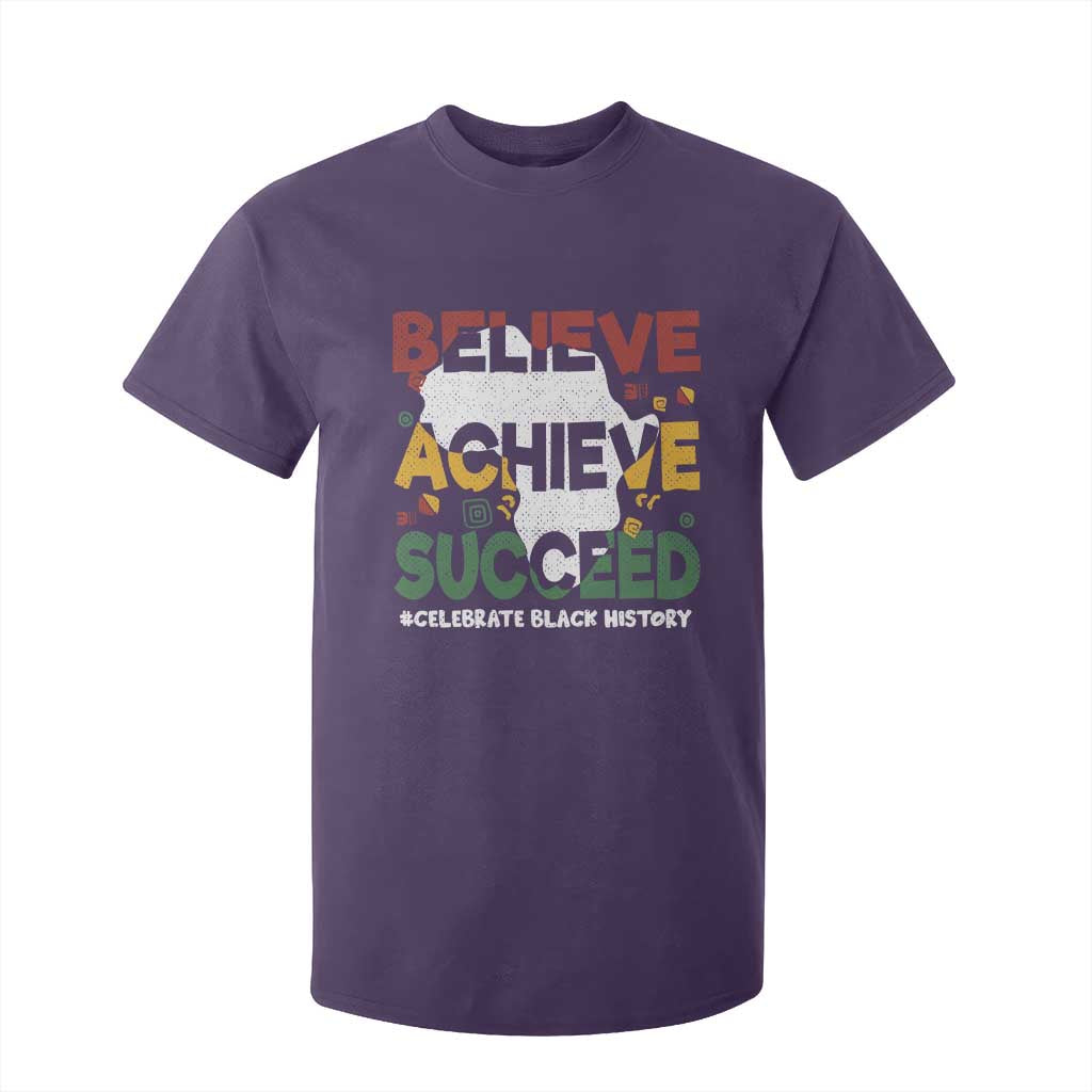 Celebrate Black History Month T Shirt For Kid Believe Achieve Succeed Black and Proud BHM