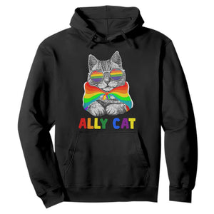 Ally Cat with Pride Cape Hoodie Rainbow LGBTQ+ Support