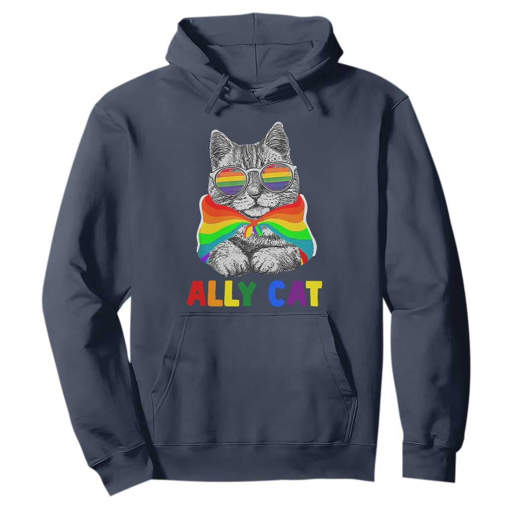 Ally Cat with Pride Cape Hoodie Rainbow LGBTQ+ Support