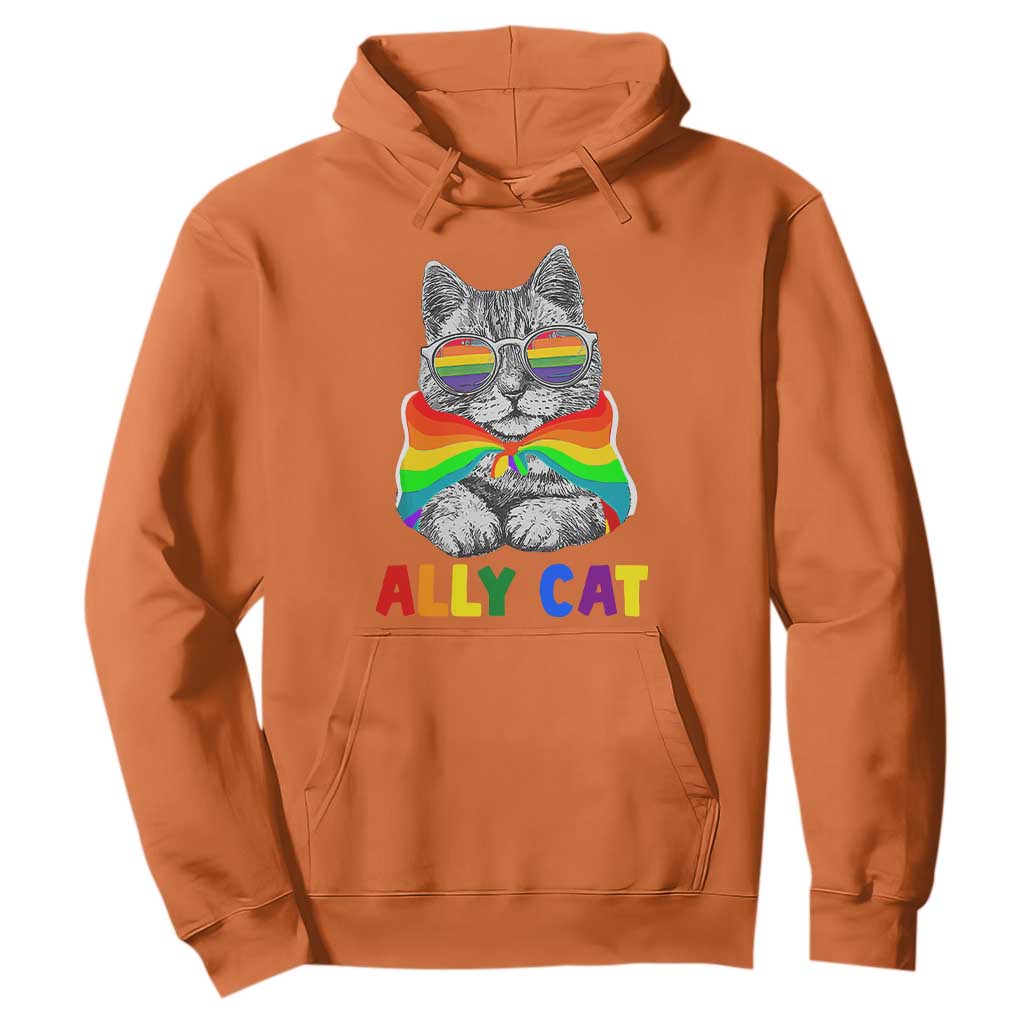 Ally Cat with Pride Cape Hoodie Rainbow LGBTQ+ Support