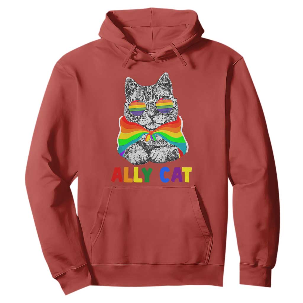 Ally Cat with Pride Cape Hoodie Rainbow LGBTQ+ Support