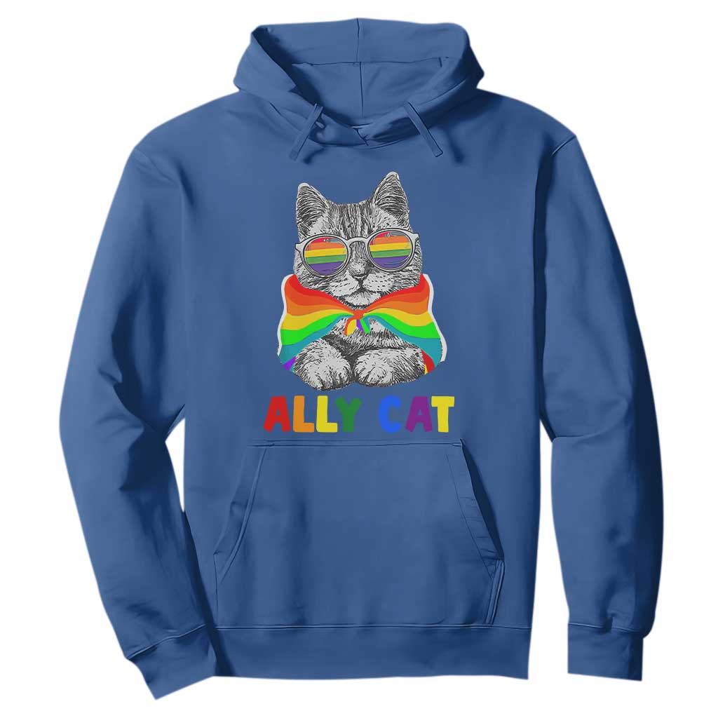 Ally Cat with Pride Cape Hoodie Rainbow LGBTQ+ Support