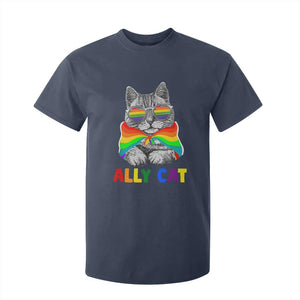 Ally Cat with Pride Cape T Shirt For Kid Rainbow LGBTQ+ Support