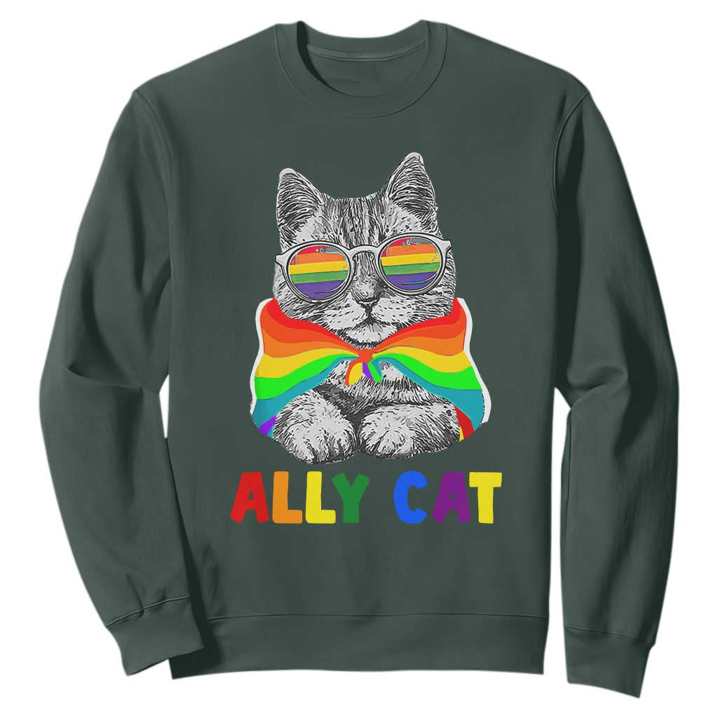Ally Cat with Pride Cape Sweatshirt Rainbow LGBTQ+ Support