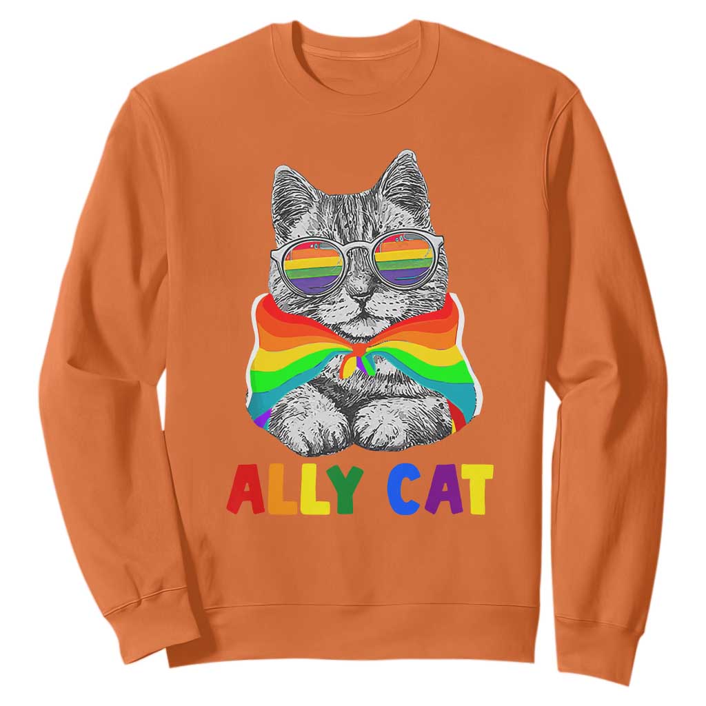 Ally Cat with Pride Cape Sweatshirt Rainbow LGBTQ+ Support
