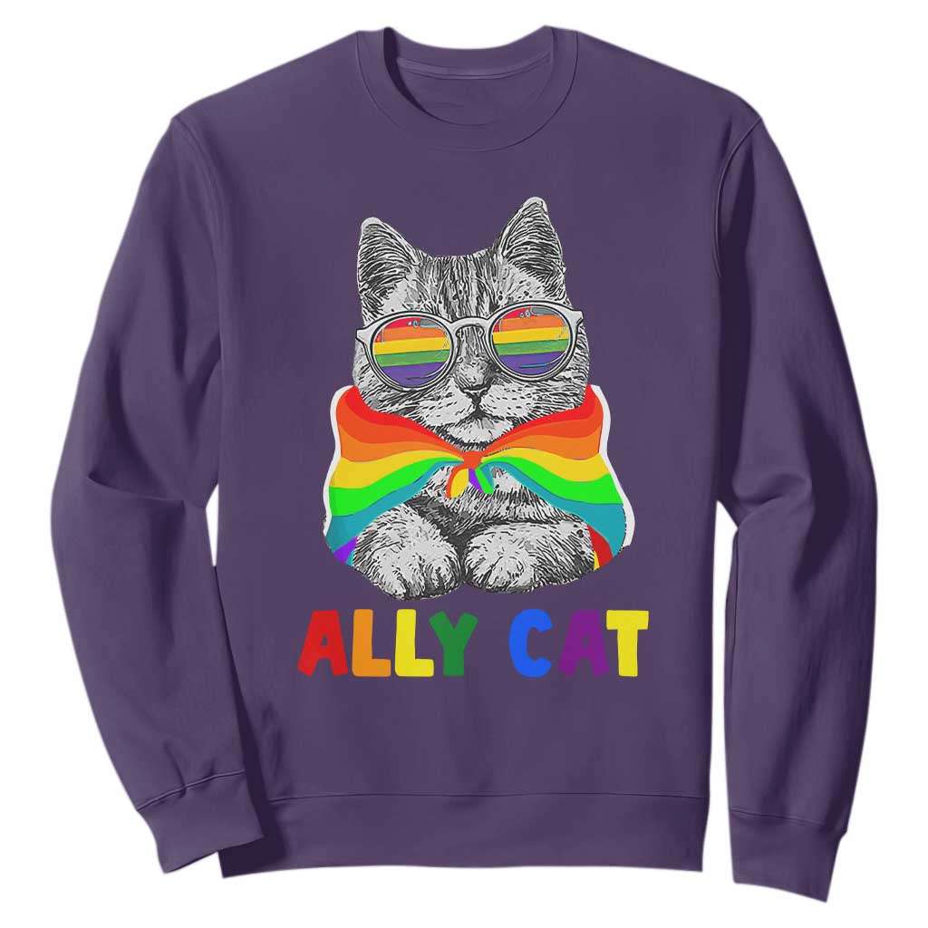 Ally Cat with Pride Cape Sweatshirt Rainbow LGBTQ+ Support
