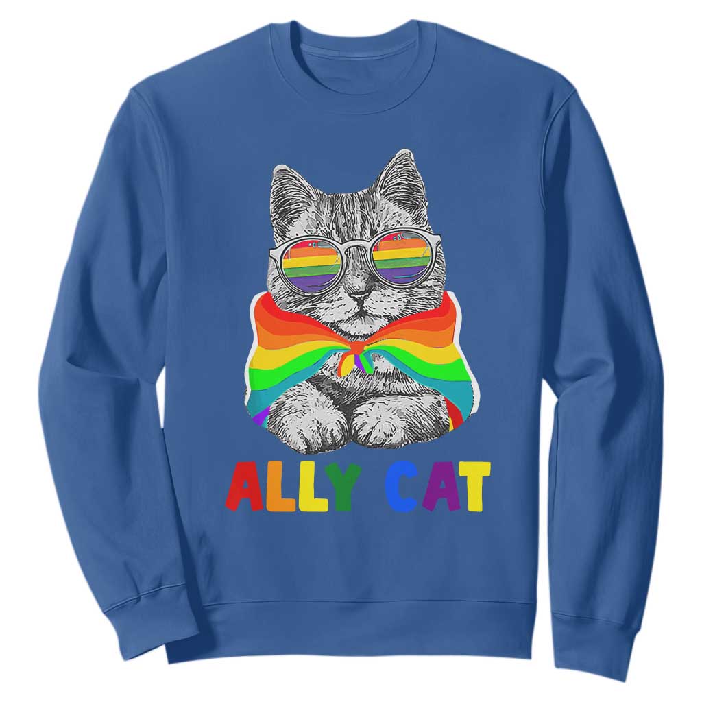 Ally Cat with Pride Cape Sweatshirt Rainbow LGBTQ+ Support