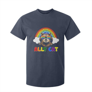 Ally Street Cat Rainbow Raccoon T Shirt For Kid Funny LGBTQ+ Pride Support