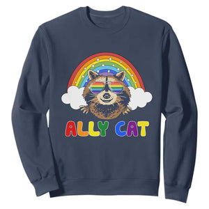 Ally Street Cat Rainbow Raccoon Sweatshirt Funny LGBTQ+ Pride Support