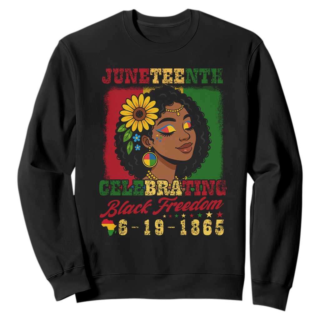 Juneteenth 1865 Black Freedom Celebration Sweatshirt Afrocentric Pride Melanin Girl