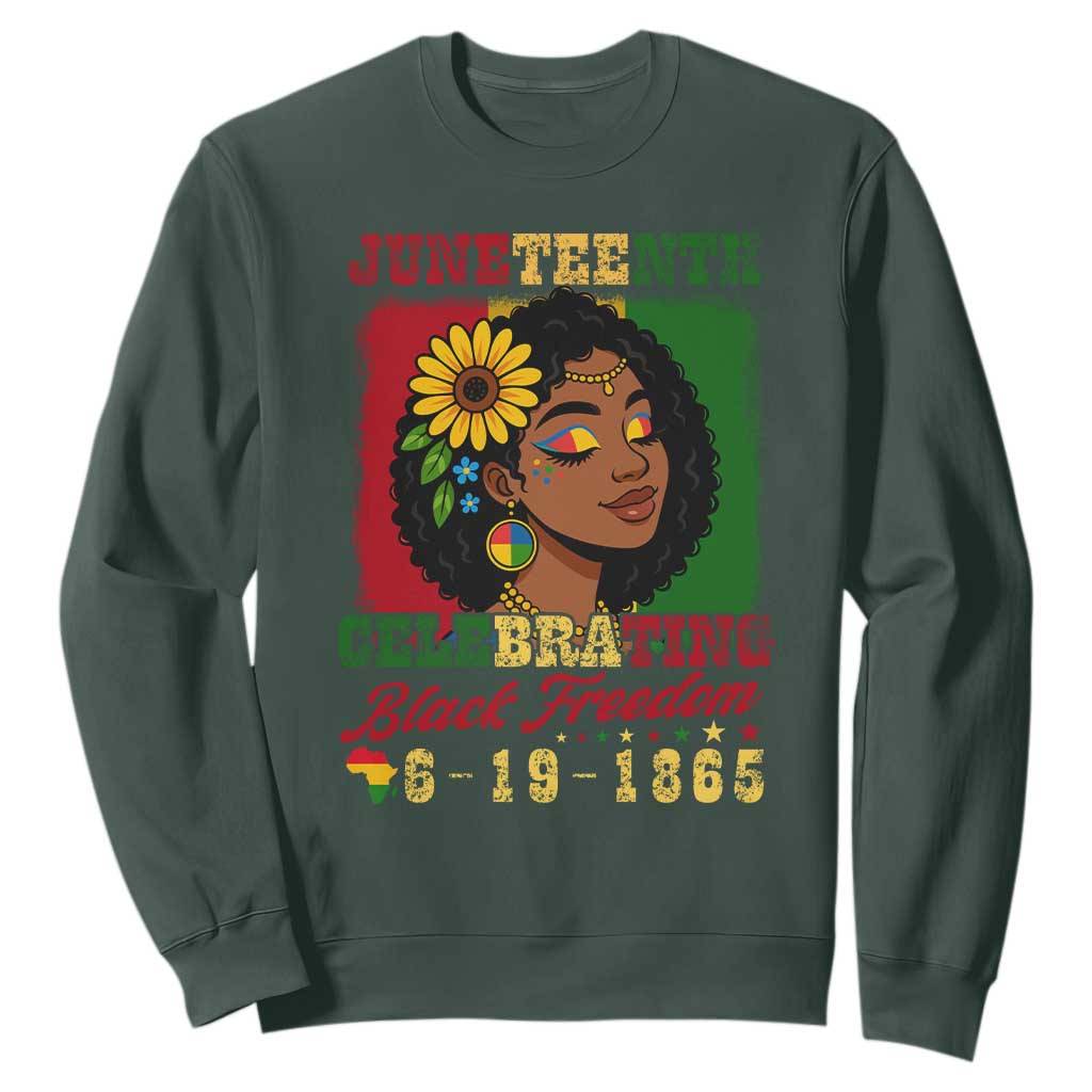 Juneteenth 1865 Black Freedom Celebration Sweatshirt Afrocentric Pride Melanin Girl