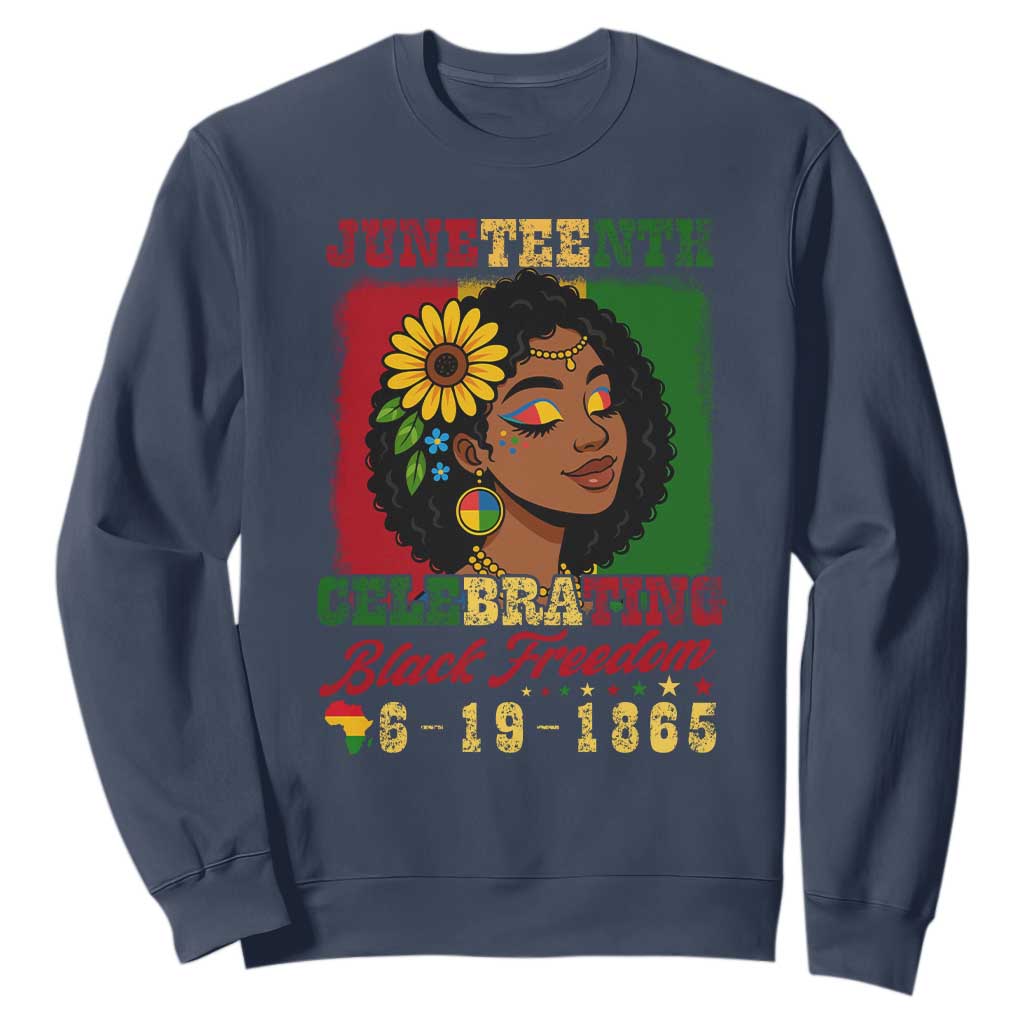 Juneteenth 1865 Black Freedom Celebration Sweatshirt Afrocentric Pride Melanin Girl
