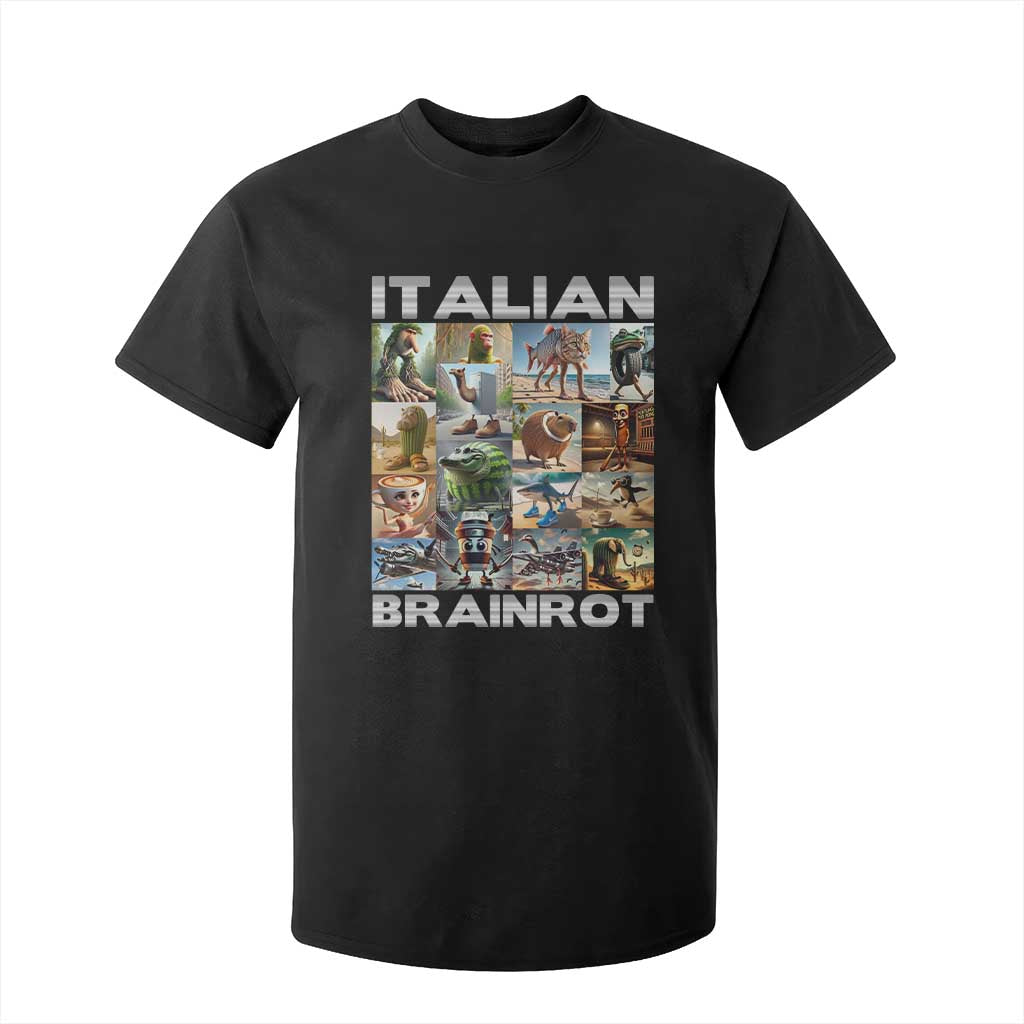 Funny Italian Brainrot Meme Art T Shirt For Kid Surreal Humor Pop Culture Collage