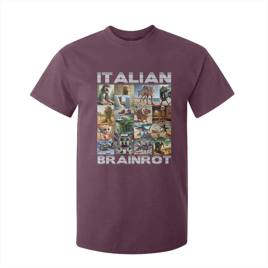 Funny Italian Brainrot Meme Art T Shirt For Kid Surreal Humor Pop Culture Collage