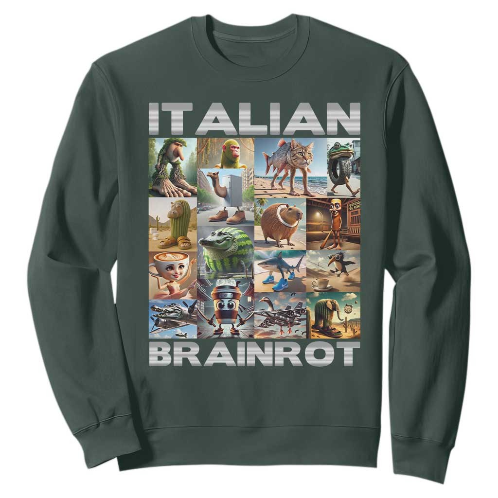 Funny Italian Brainrot Meme Art Sweatshirt Surreal Humor Pop Culture Collage