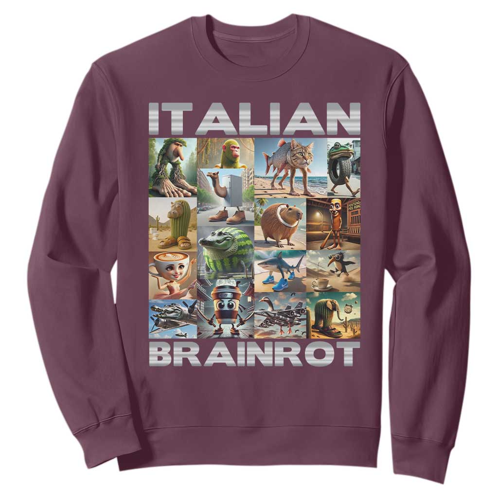 Funny Italian Brainrot Meme Art Sweatshirt Surreal Humor Pop Culture Collage