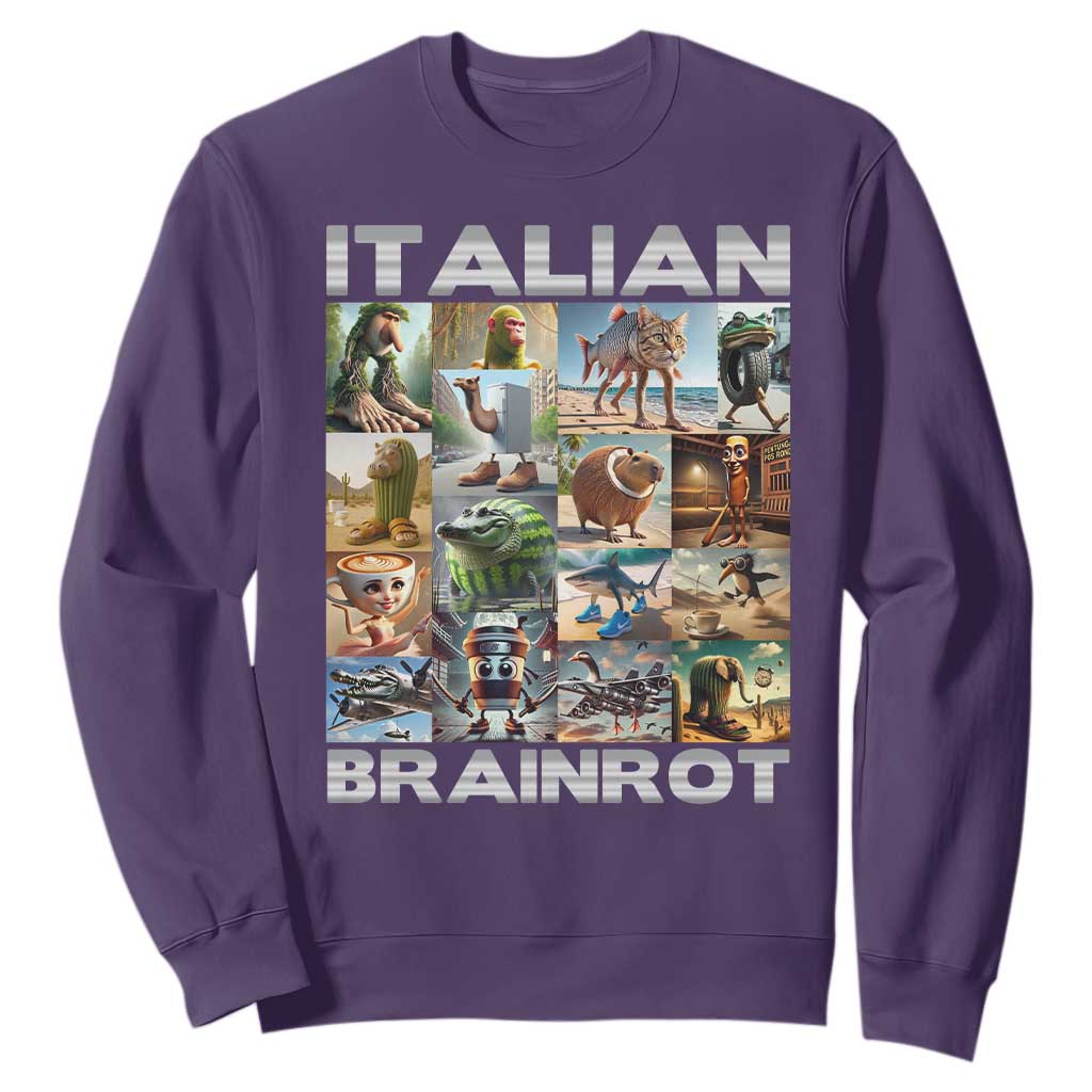 Funny Italian Brainrot Meme Art Sweatshirt Surreal Humor Pop Culture Collage