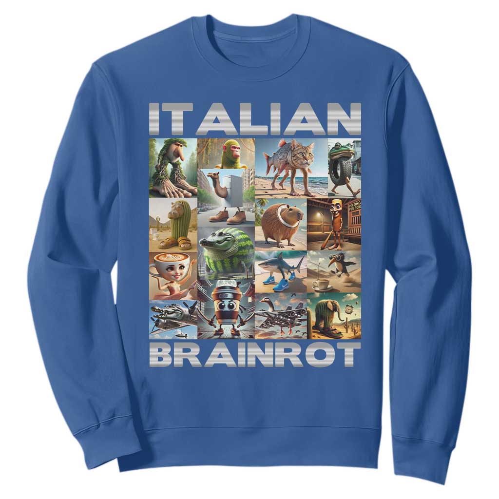 Funny Italian Brainrot Meme Art Sweatshirt Surreal Humor Pop Culture Collage
