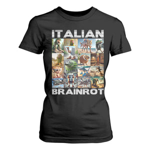 Funny Italian Brainrot Meme Art T Shirt For Women Surreal Humor Pop Culture Collage