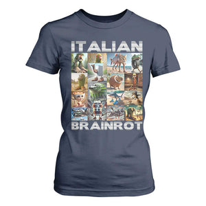 Funny Italian Brainrot Meme Art T Shirt For Women Surreal Humor Pop Culture Collage