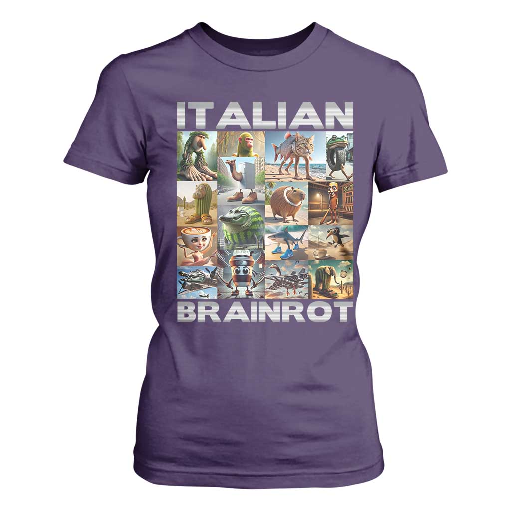 Funny Italian Brainrot Meme Art T Shirt For Women Surreal Humor Pop Culture Collage